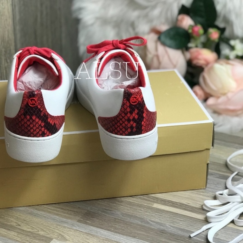 🌸Sale🌸 Michael Kors Catelyn Lace Up Napa Optic Sangria Women's 45T8CAFS2L - Picture 6 of 8